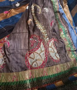 Raw Silk Saree With Multi Colour
