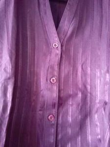 Purple Striped Button-Up Blouse