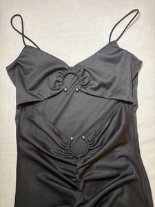Elegant Ruched Black Maxi Dress