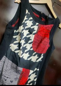 Black Dress Red &amp; White Printed For 36 Bust