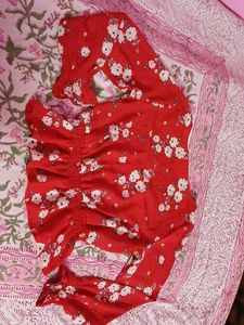 Red Floral Peplum Blouse