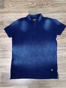 Men's Blue Washed Polo T-Shirt