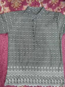 Women's Grey Embroidered Kurta
