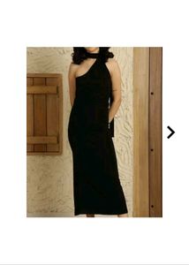 Elegant Black Halter Neck Midi Dress