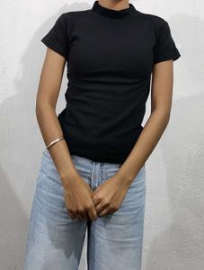 Classic Black Mock Neck Top