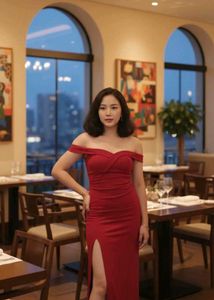 Elegant Off-Shoulder Red Gown