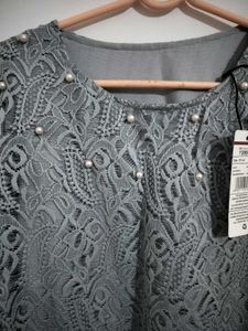 Elegant Lace &amp; Pearl Embellished Top
