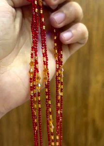 Elegant Red & Gold Beaded gorkha pote