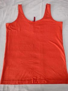 women cotton Orange Rib Tank Top