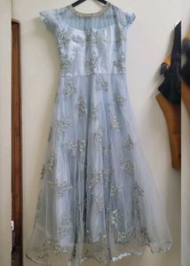 Elegant Blue Embroidered Gown