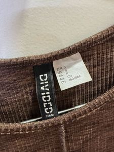 H&amp;M Brown Textured Crop Top