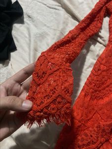 Orange Short Lace Mini Dress