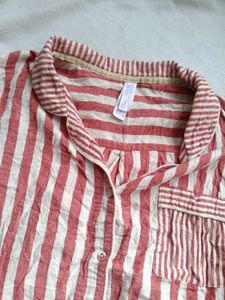 Red &amp; White Striped Button-Up Shirt