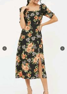 floral midi A-line dress