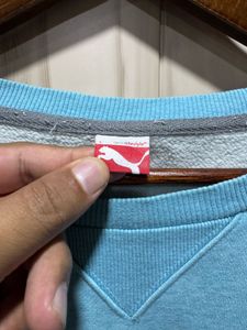 Puma Blue Crewneck Cotton Sweatshirt