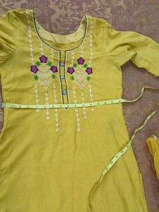 Yellow Kurta with Palazzo and Dupatta Set