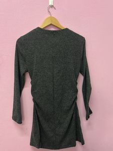 Chic Grey Ruched Dress