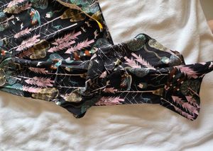 Unique Forest Print Ruffle Sleeve Top