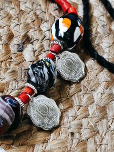 Rare Vintage Millefiori Beads And Coin Boho Choker