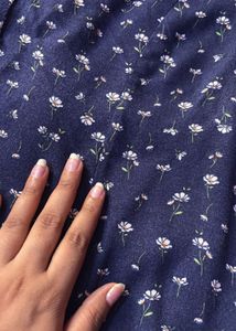 Navy Floral Button-Up Top