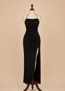Elegant Black Halter Neck Maxi Dress