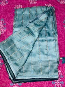 Tissue Blue  Saree with Gold Accents