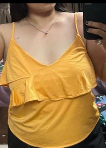 Chic Yellow Ruffled Cami Top