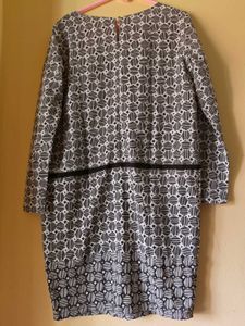 Chic Geometric Print Long Sleeve Dress