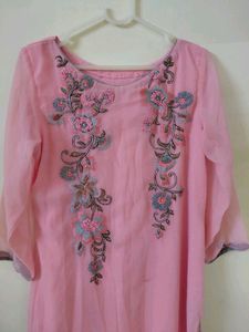 Pink Embroidered Kurta