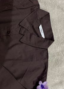 Brown Tie-Up Cotton Shirts M Size