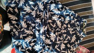Stylish Navy Leaf Print Shirt