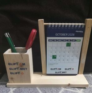 Wooden Desk Organizer with Calendar