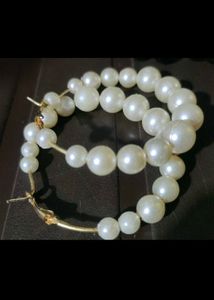 Pearl Hoop Earrings &amp; Bracelet Set