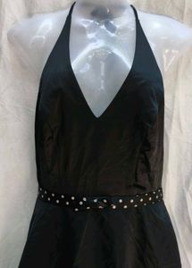 Elegant Black Halter Neck Dress