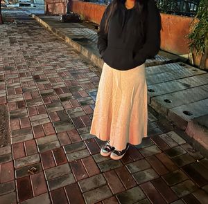 Tan Korean LONG SKIRT + Free Gift