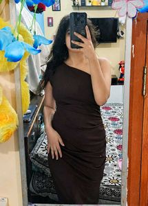 Elegant One-Shoulder Ruched Maxi Dress Size S Only
