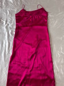 MISH Magenta Pink Satin Maxi Slit Dress
