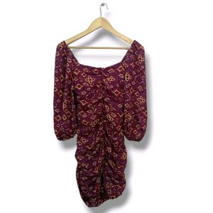 Tokyo Talkies Violet Ikkat Ruched Dress (Women's)