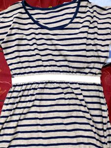 Grey Blue Striped Dress By Brink. A Su