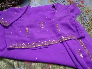 Elegant Purple Embellished Saree