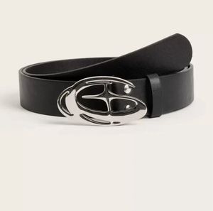 Stylish Black Belt with Unique Silver Buckle