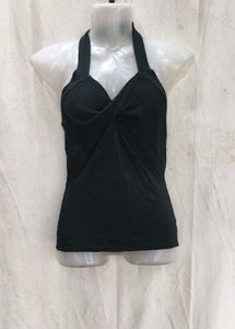 20197. Black Halter Neck Twisted Top