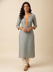 Elegant Grey Kurti with Embellishments
