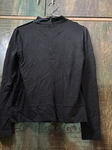 Ruffled Embellished black velvet satin winter top