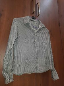 Striped Front Knot Button-Down Shirt