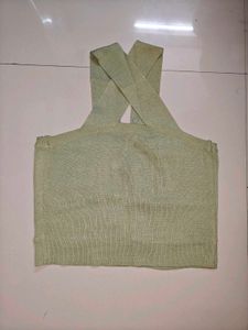 Chic Sage Green Cropped Knit Top