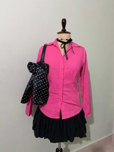 Vibrant Pink Button-Up Shirt