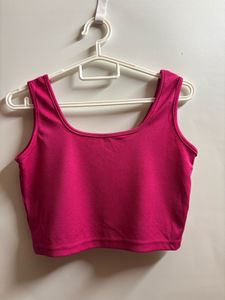 Hot Pink Square Neck Crop Top