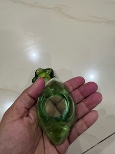 Set of 2 Green Glass Candle Holders