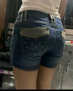 Y2k vintage denim embellished studded short